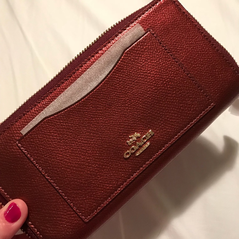 Coach Accordion Zip Walket - Metallic Cherry 